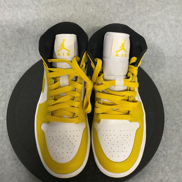 Nike Air Jordan 1 Mid Vivid Sulfur Yellow White Shoes BQ6472-170 Women's Size 6 - Picture 4 of 6